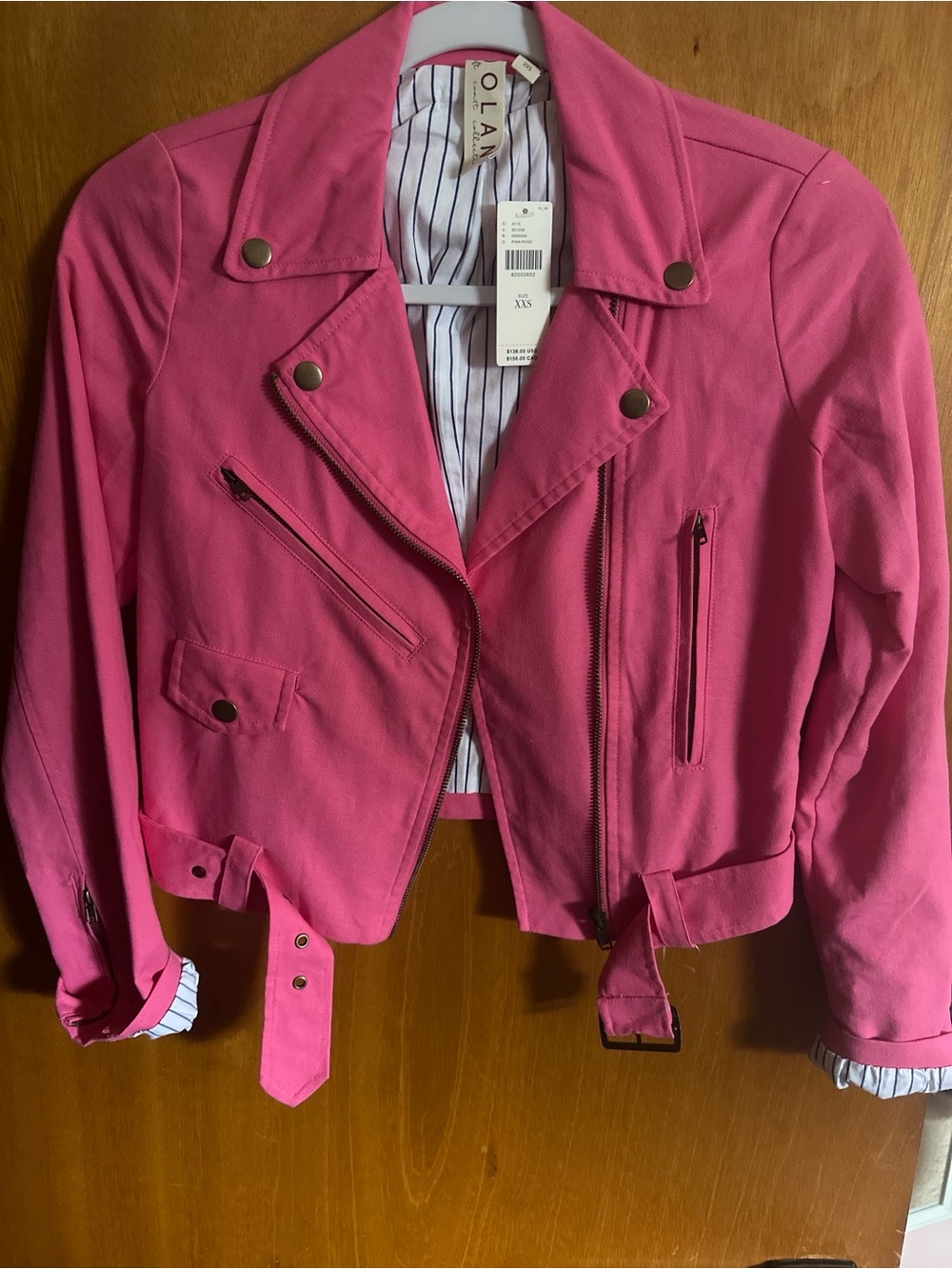 dolan Hot Pink Cropped Moto Jacket